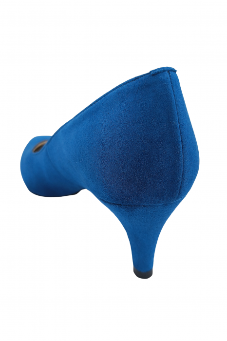 Pantofi damă, stiletto, piele naturală velur, toc cui, albastru, SANDALI [3]