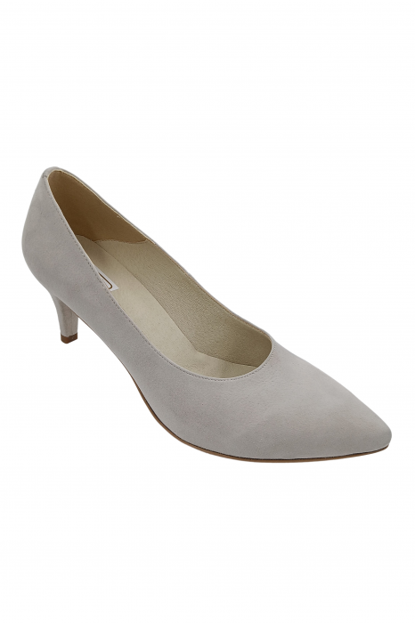 Pantofi damă, stiletto, piele naturală velur, toc cui, gri-bej, SANDALI [2]