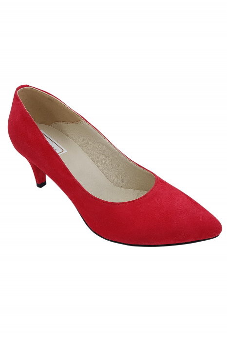 Pantofi damă, stiletto, piele naturală velur, toc cui, roșu, SANDALI [2]