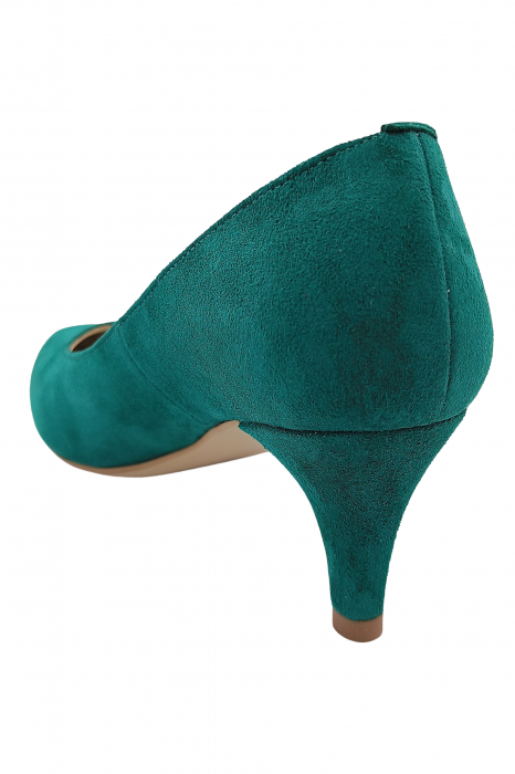 Pantofi damă, stiletto, piele naturală velur, toc cui, verde, SANDALI [3]