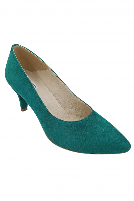 Pantofi damă, stiletto, piele naturală velur, toc cui, verde, SANDALI [2]