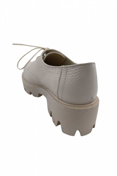 Pantofi oxford damă, piele naturală bizon, talpă ușoară bej, bej, Sandali [2]