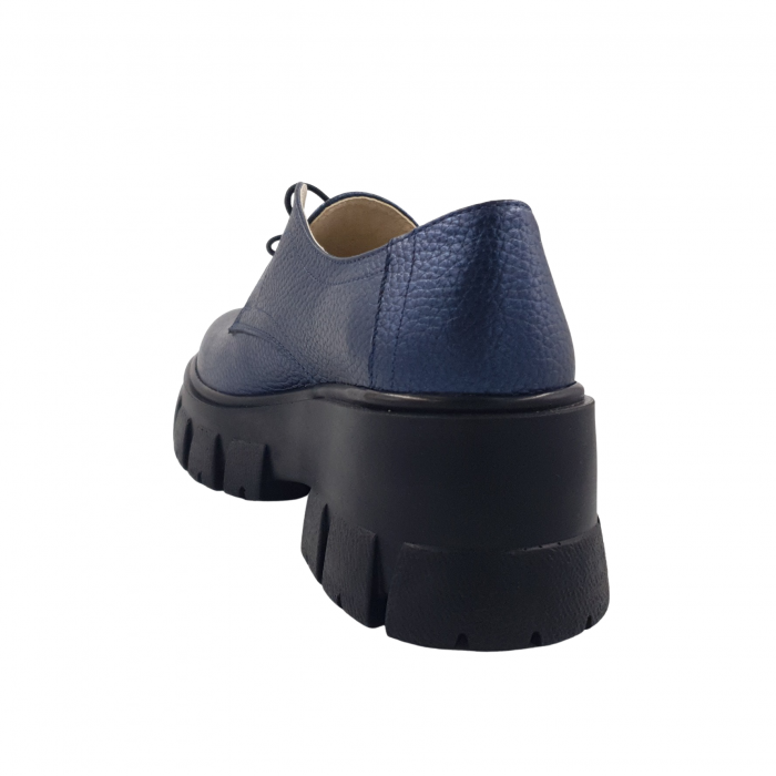 Pantofi oxford damă, piele naturală bizon, talpă cu crampoane, bleumarin, Sandali [2]
