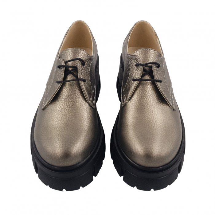 Pantofi oxford damă, piele naturală bizon, talpă cu crampoane, bronz, Sandali [3]
