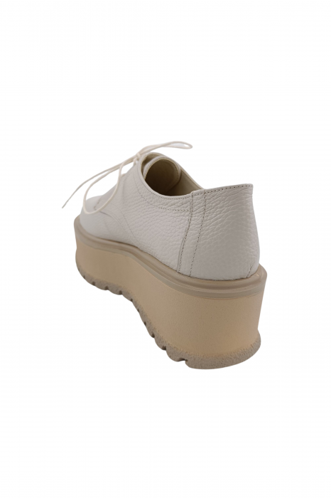 Pantofi oxford damă, piele naturală bizon, talpă înaltă bej ,bej, Sandali [2]