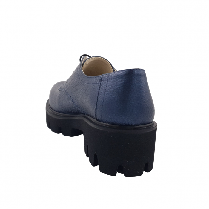 Pantofi oxford damă, piele naturală bizon, talpă ușoară, crampoane mari, bleumarin, Sandali [2]