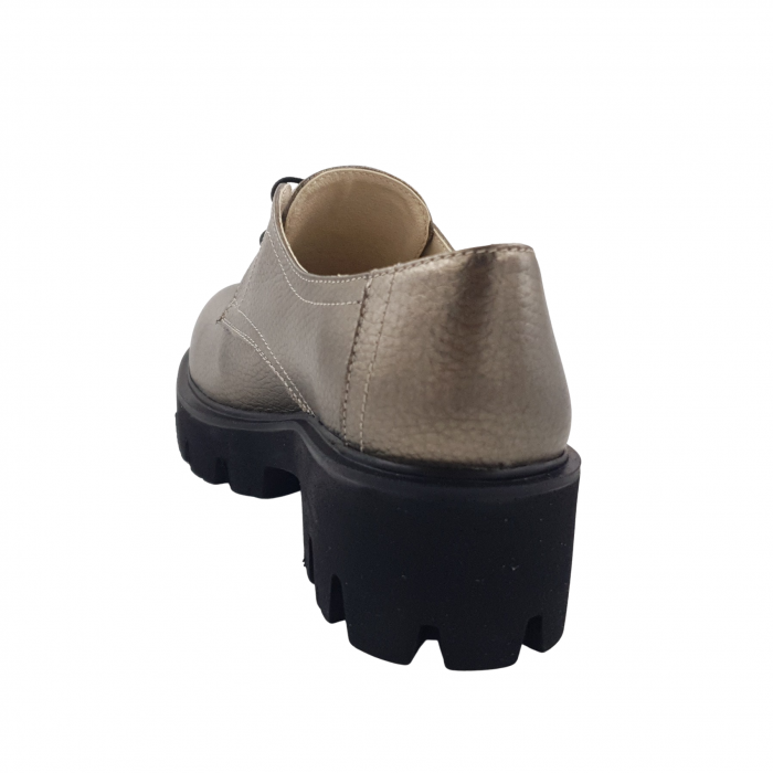 Pantofi oxford damă, piele naturală bizon, talpă ușoară, crampoane mari, bronz, Sandali [2]