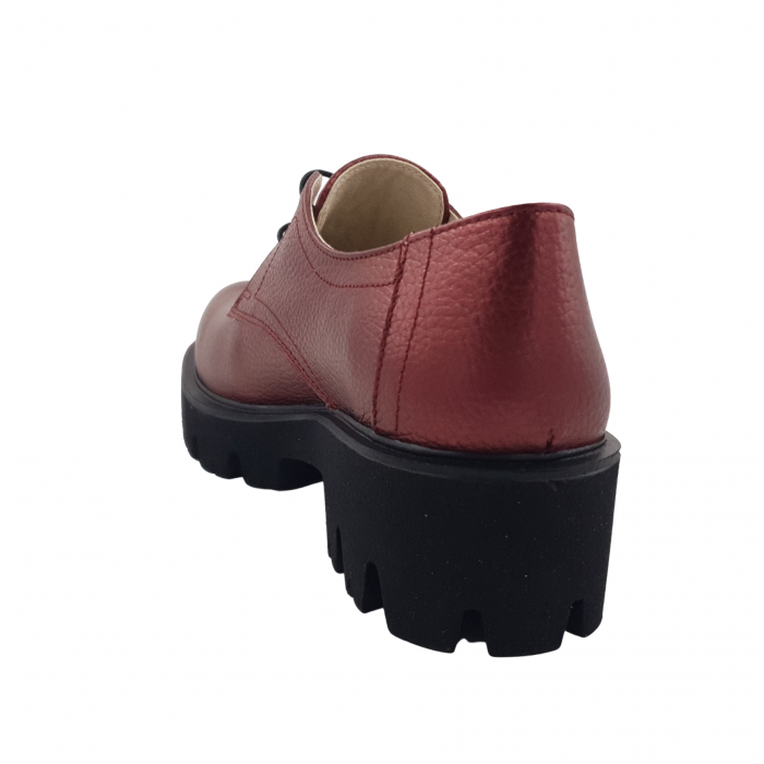 Pantofi oxford damă, piele naturală bizon, talpă ușoară, crampoane mari, grena, Sandali [2]
