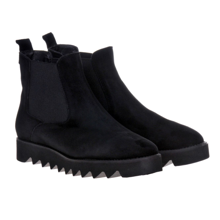 Ghete damă negre slip‑on piele întoarsă [2]