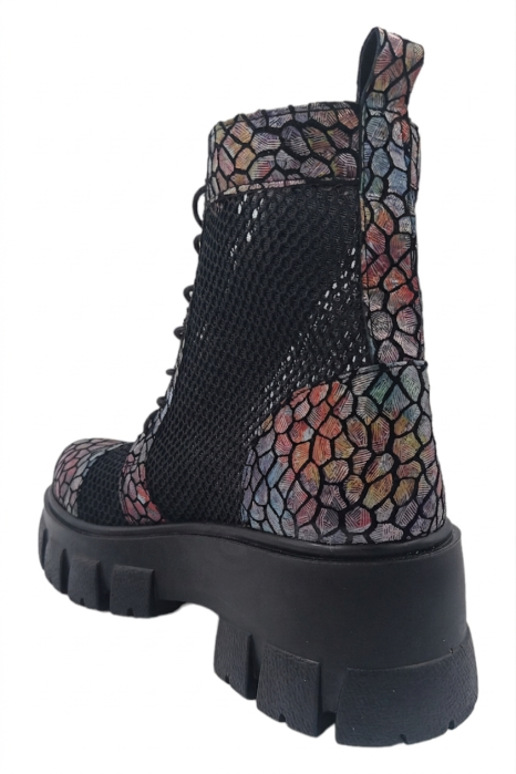 Ghete damă din piele naturală cu imprimeu mozaic și plasă neagră – mărimea 36 [2]