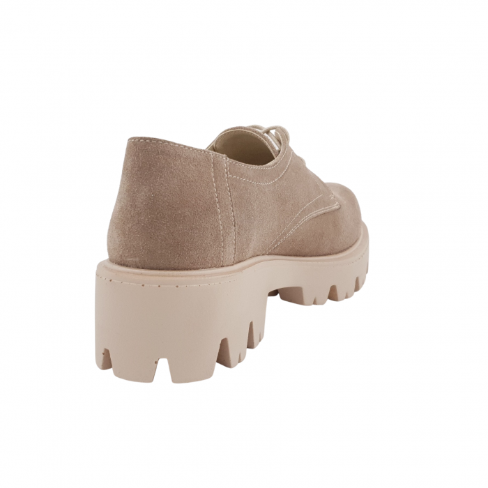 Pantofi oxford damă, piele naturală velur, talpă ușoară, crampoane mari, bej, Sandali [2]
