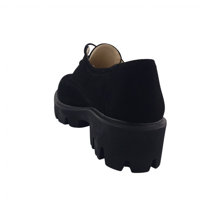 Pantofi oxford damă, piele naturală velur, talpă ușoară, crampoane mari, negru, Sandali [2]