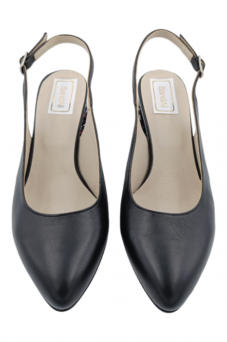 Pantofi sanda damă eleganți, piele naturală, varf migdalat, toc gros, imprimeu CARA, Sandali [5]