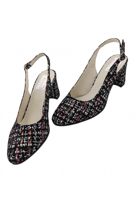 Pantofi sanda damă eleganți, piele naturală, toc gros, imprimeu CARA, Sandali [5]
