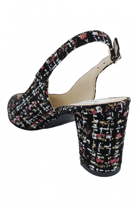 Pantofi sanda damă eleganți, piele naturală, toc gros, imprimeu CARA, Sandali [3]