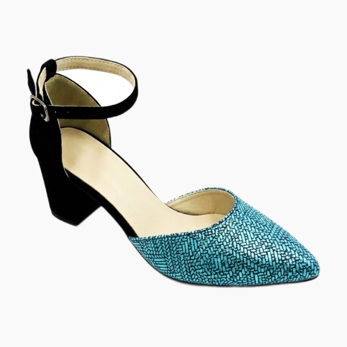 Sandale damă piele întoarsă cu imprimeu Emerald Metallic și toc masiv 6 cm [2]