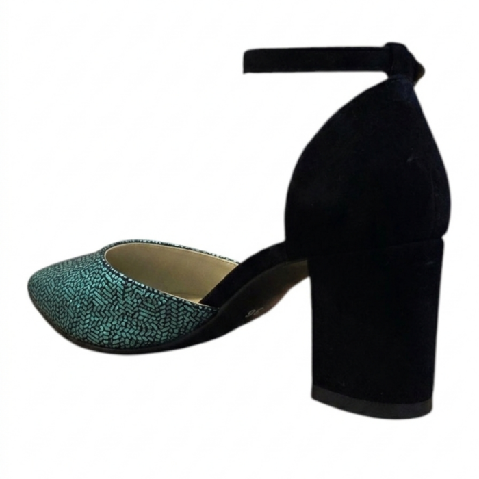 Sandale damă piele întoarsă cu imprimeu Emerald Metallic și toc masiv 6 cm [3]