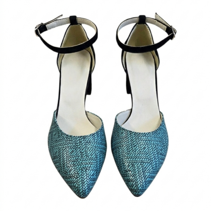 Sandale damă piele întoarsă cu imprimeu Emerald Metallic și toc masiv 6 cm [4]