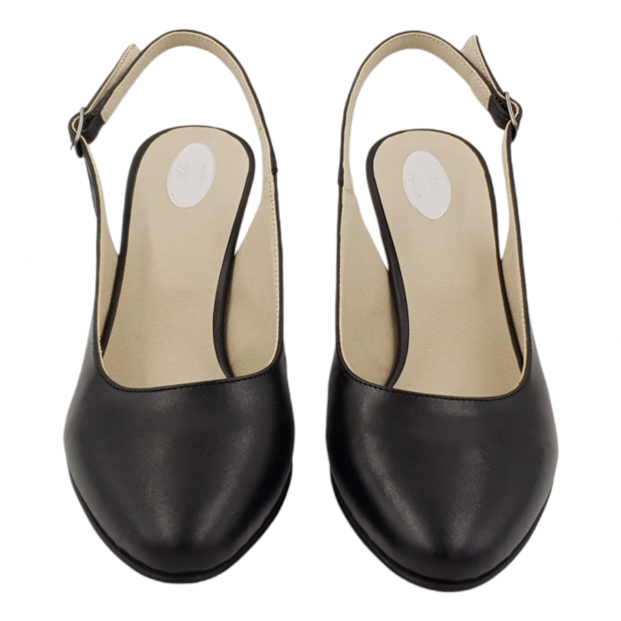 Sandale dama elegante, piele naturala, toc subtire, negru box, Sandali [3]