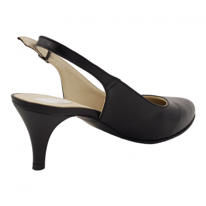 Sandale dama elegante, piele naturala, toc subtire, negru box, Sandali [2]