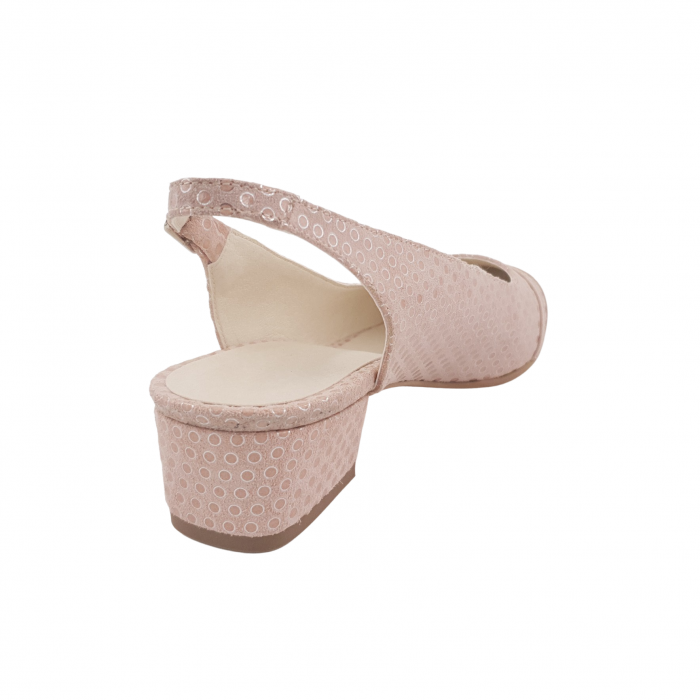 Sandale dama eleganti, piele naturala intoarsa, piele lacuit, toc gros, bej, Sandali [2]