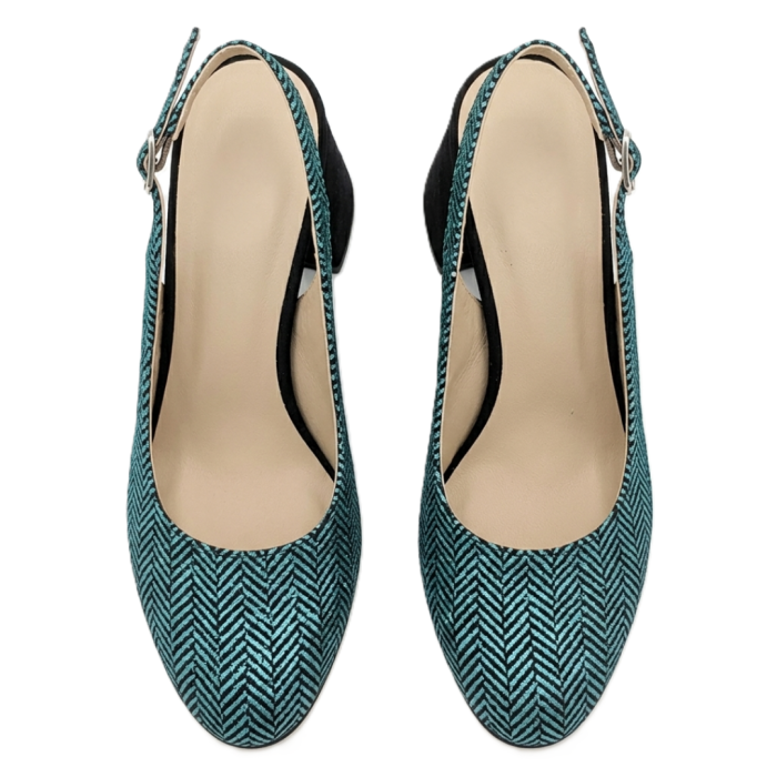 Pantofi-sandale dama Emerald Metallic, piele naturala, toc 6 cm [2]