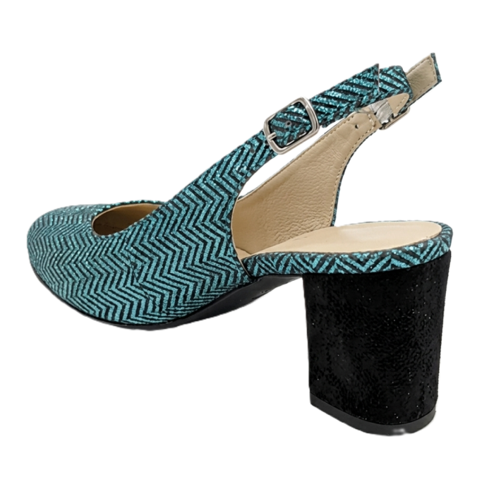 Pantofi-sandale dama Emerald Metallic, piele naturala, toc 6 cm [3]