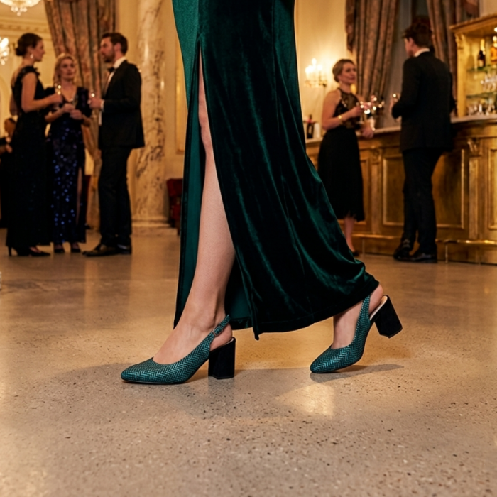 Pantofi-sandale dama Emerald Metallic, piele naturala, toc 6 cm [4]