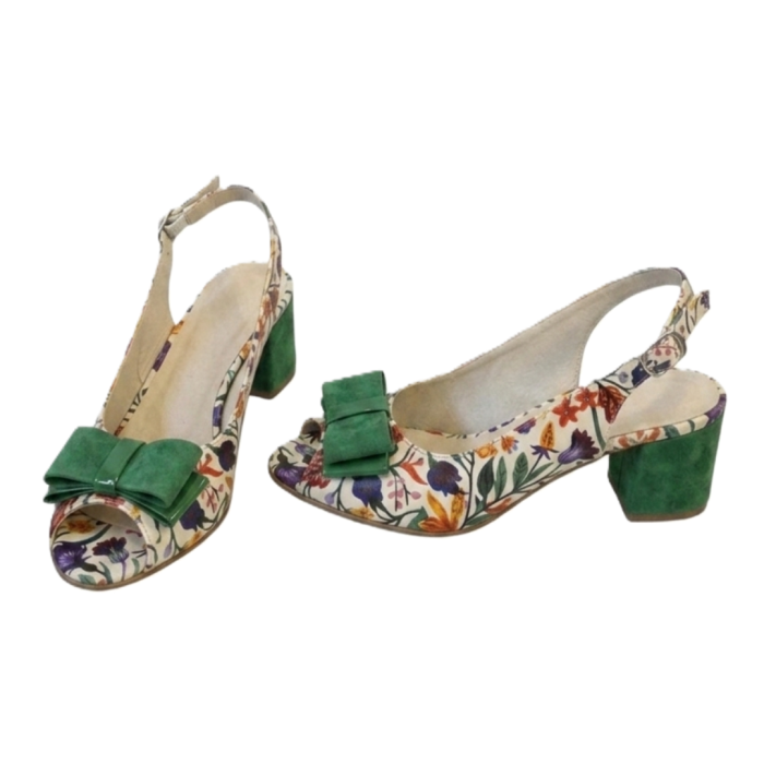 Sandale dama Floral Garden, piele naturala, toc 5 cm [4]