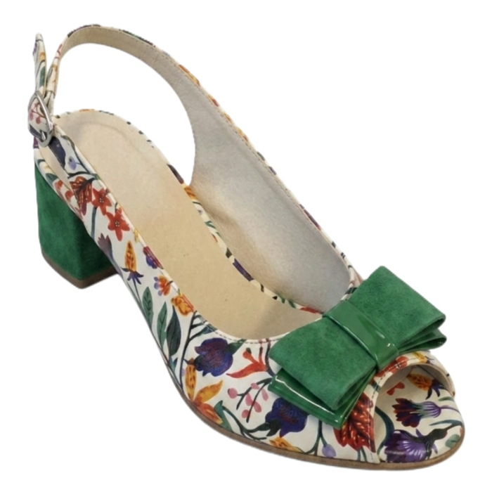 Sandale dama Floral Garden, piele naturala, toc 5 cm [2]