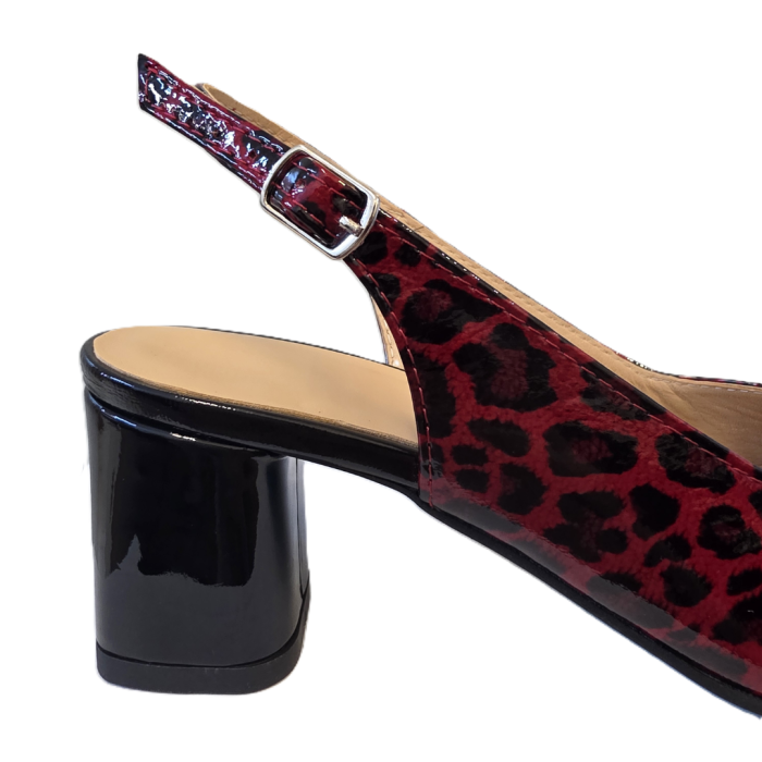 Sandale dama Roșu Leopard, piele naturală, toc 5 cm [6]