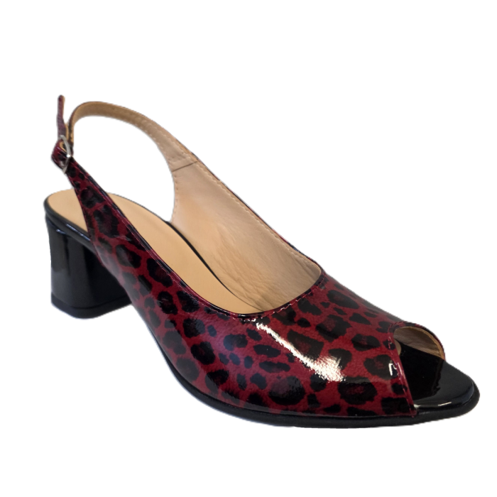 Sandale dama Roșu Leopard, piele naturală, toc 5 cm [2]
