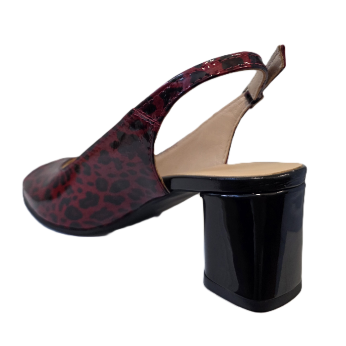 Sandale dama Roșu Leopard, piele naturală, toc 5 cm [3]