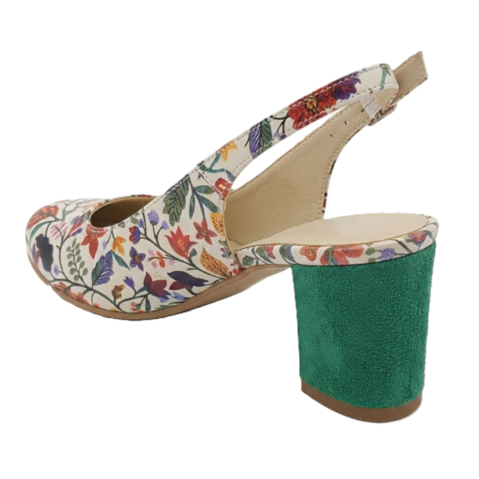 Pantofi-sandale dama Floral Garden, piele naturala, toc 6 cm [2]
