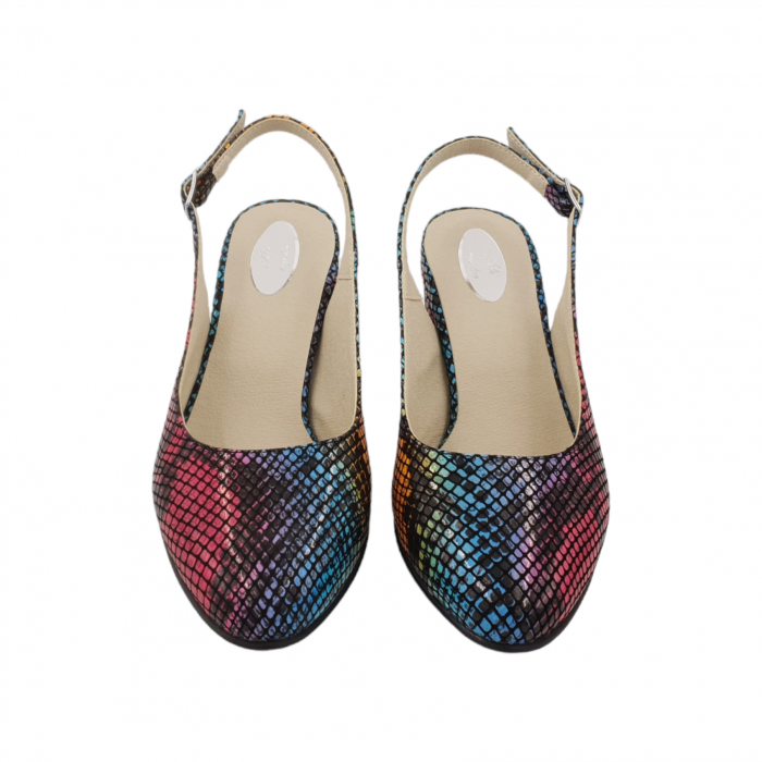 Sandale dama eleganti, piele naturala, toc gros, imbracat, sarpe colorat, Sandali [3]