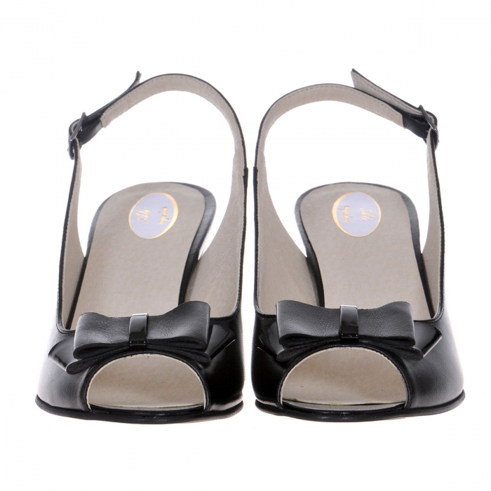Sandale dama eleganti, piele naturala, toc gros, negru, Sandali [3]