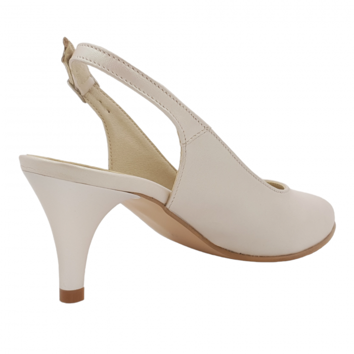 Sandale dama eleganti, piele naturala, toc subtire, bej, Sandali [2]