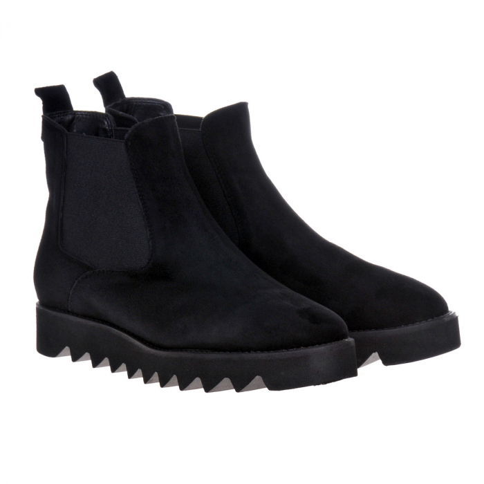 Ghete damă, piele naturală velur, elastic, talpă ușoară, negru, 40 [2]