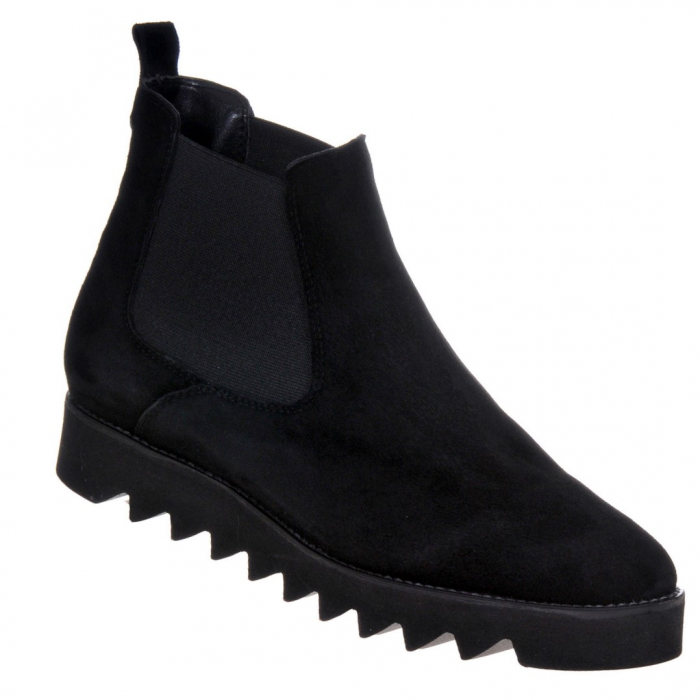 Ghete damă, piele naturală velur, elastic, talpă ușoară, negru, 40 [1]