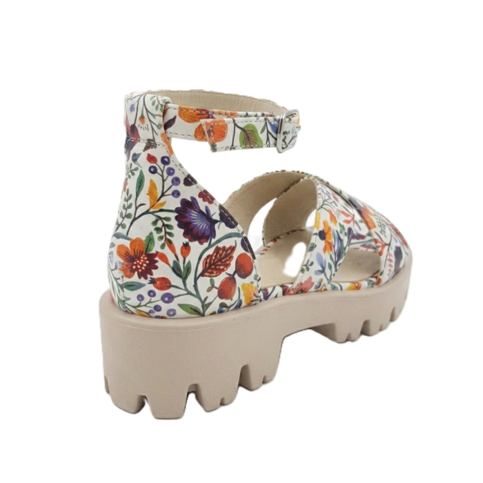 Sandale dama Floral Garden cu imprimeu floral si talpa bej – model de vara [3]