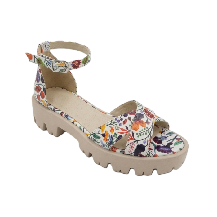 Sandale dama Floral Garden cu imprimeu floral si talpa bej – model de vara [2]