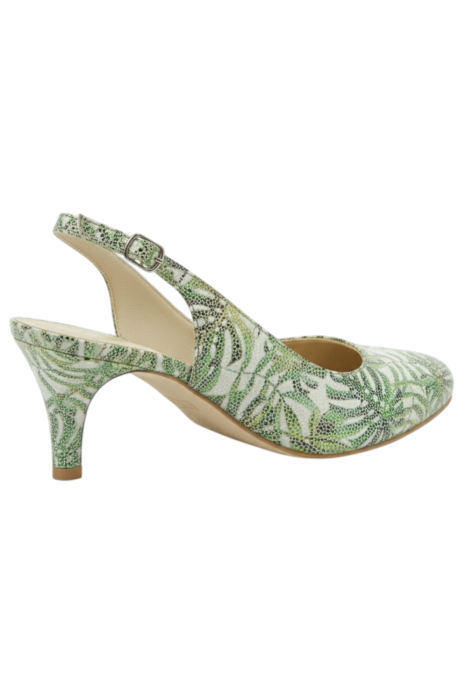 Sandale damă piele naturală verde cu imprimeu frunze [2]