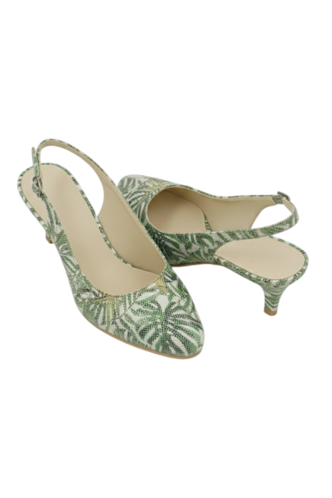 Sandale damă piele naturală verde cu imprimeu frunze [3]