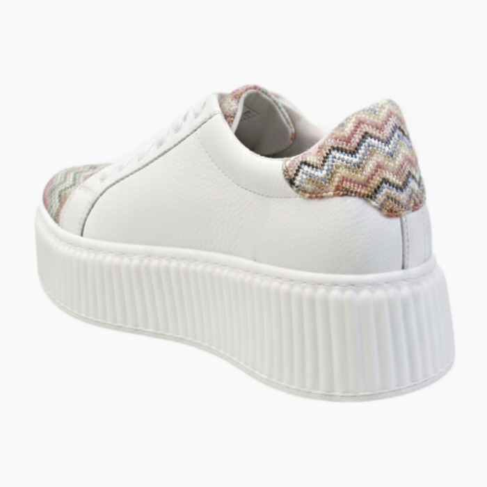 Sneakers damă albi cu imprimeu zig‑zag multicolor [4]