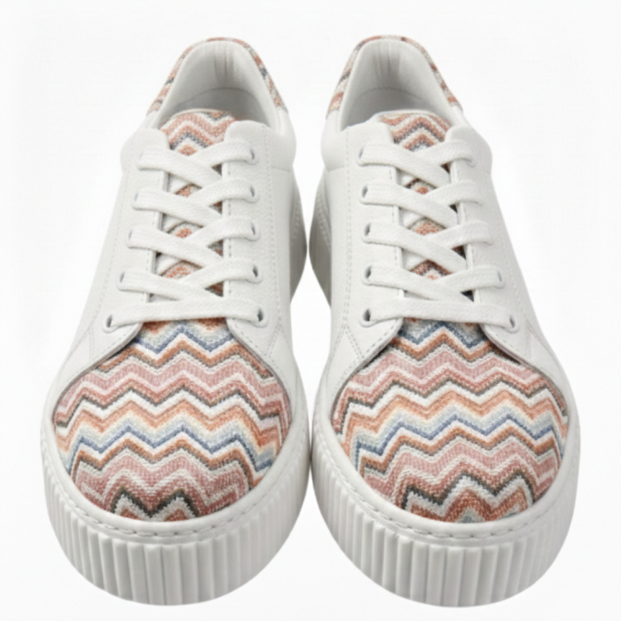 Sneakers damă albi cu imprimeu zig‑zag multicolor [5]