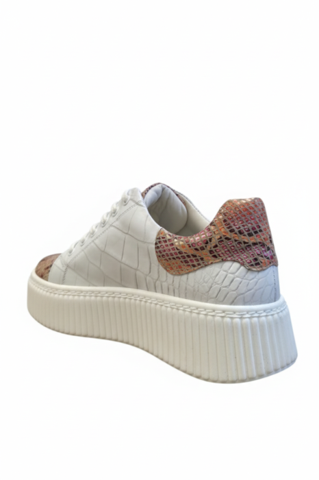 sneakers dama albi piele naturala talpa cusuta snake coral crocodile [3]