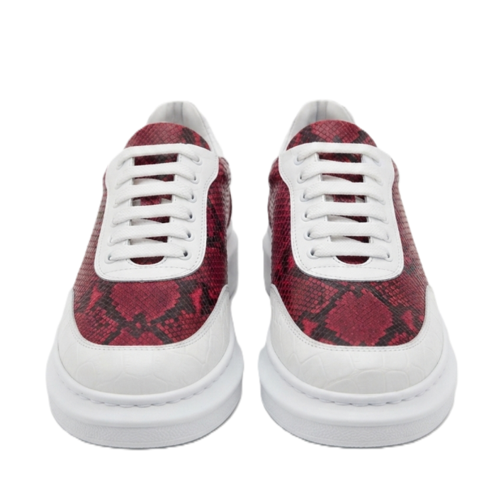 sneakers dama piele naturala ruby snake croco alb talpa alba cusuta [3]