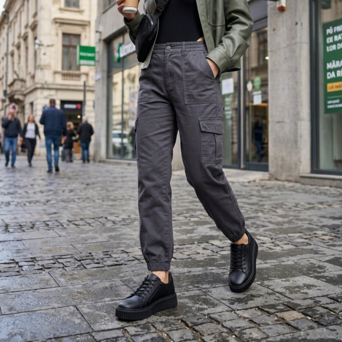 Sneakers dama negri piele naturala box cu doua fermoare – talpa cusuta [8]