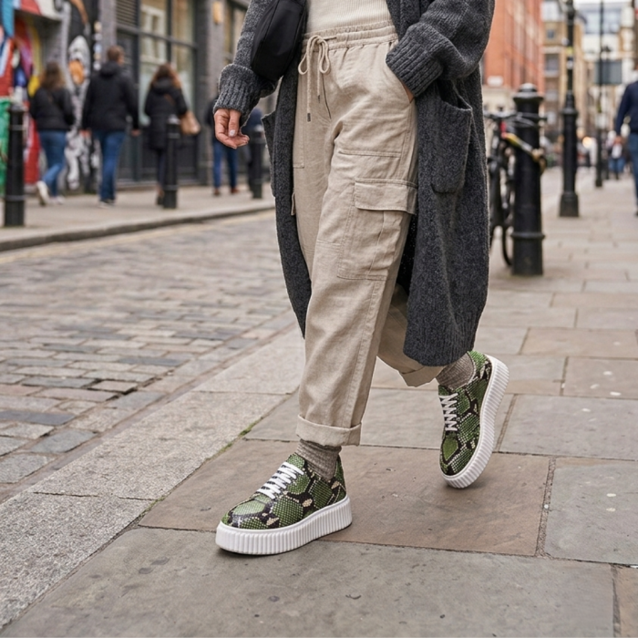 Sneakers dama verzi snake – piele naturala, talpa groasa cusuta [6]