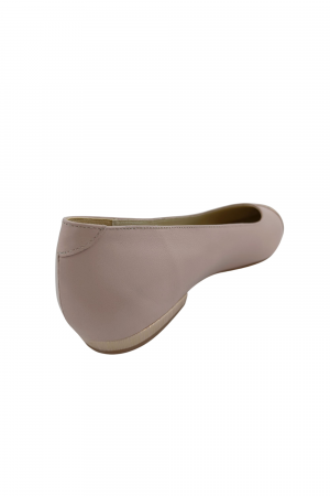 Balerini dama eleganti, piele naturala box, varf ascutit, toc mic, bej, linii aurii, Sandali [1]